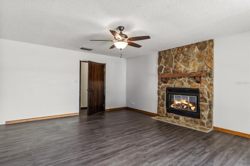 Empty room, Fireplace, Interior, Wood Texture Flooring
