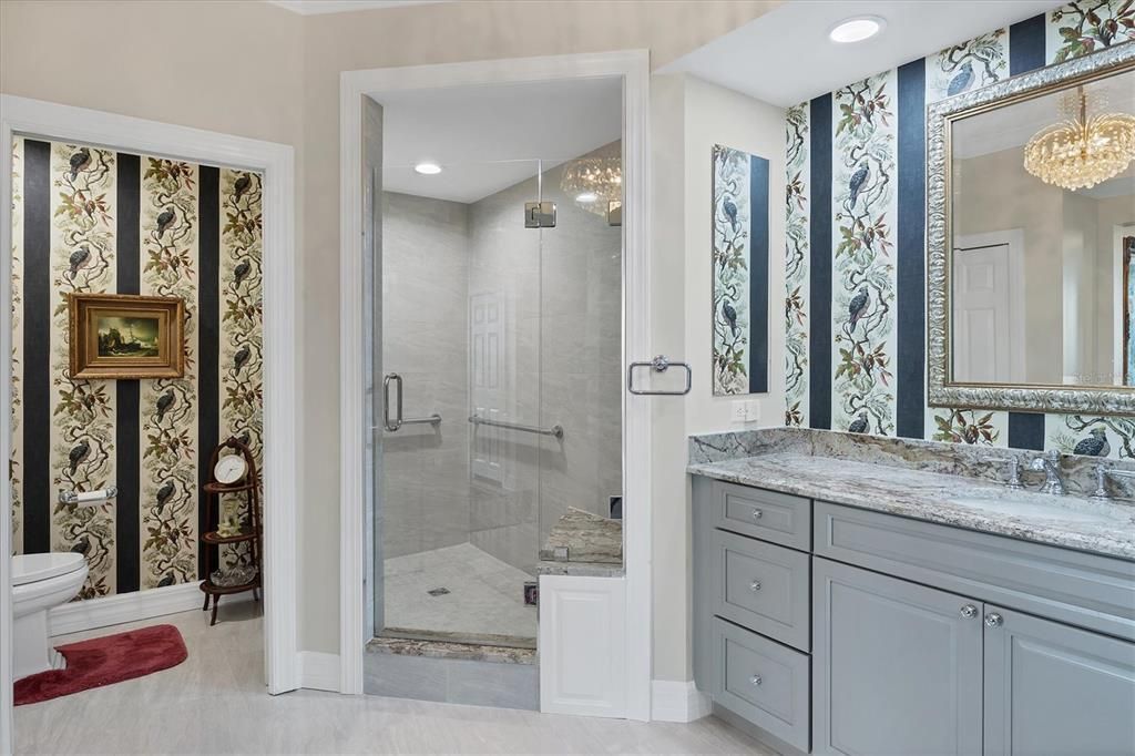 Bathroom, Glass Shower, Interior, Recessed Lighting