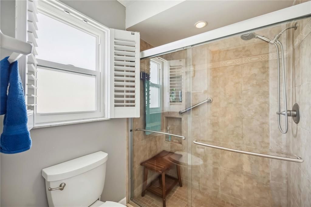 Bathroom, Glass Shower, Interior, Recessed Lighting