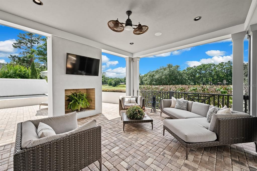 Exterior, Fireplace, Interior, Living room, Recessed Lighting