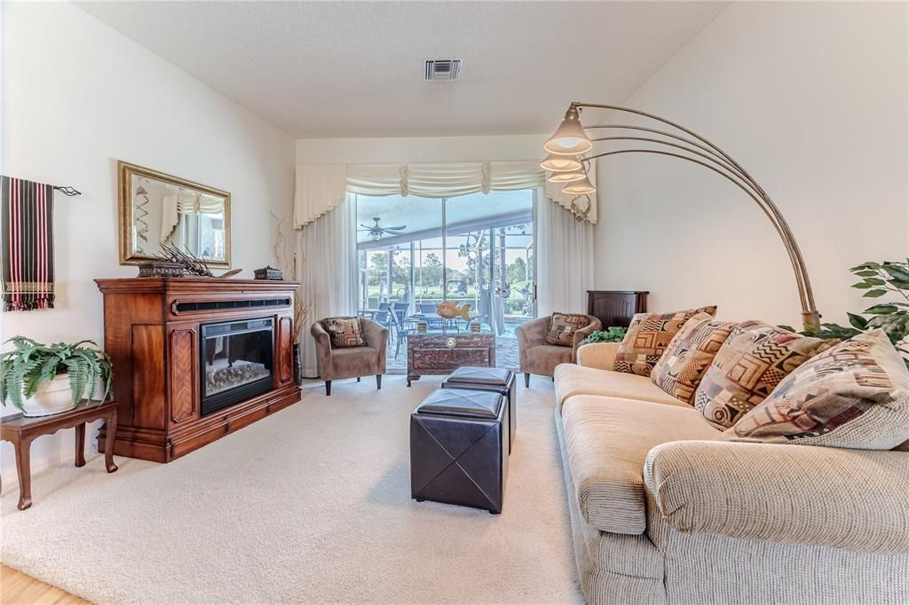 Chandelier, Fireplace, Interior, Living room