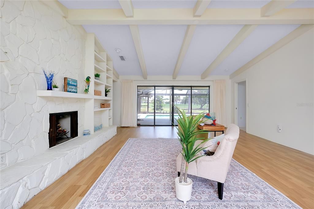 Fireplace, Interior, Wood Texture Flooring