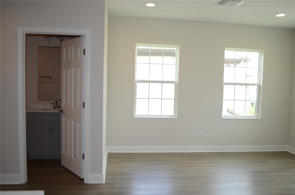 Bathroom, Empty room, Interior, Recessed Lighting, Wood Texture Flooring