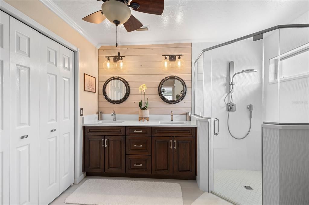 Bathroom, Dual Sink Vanities, Glass Shower, Interior
