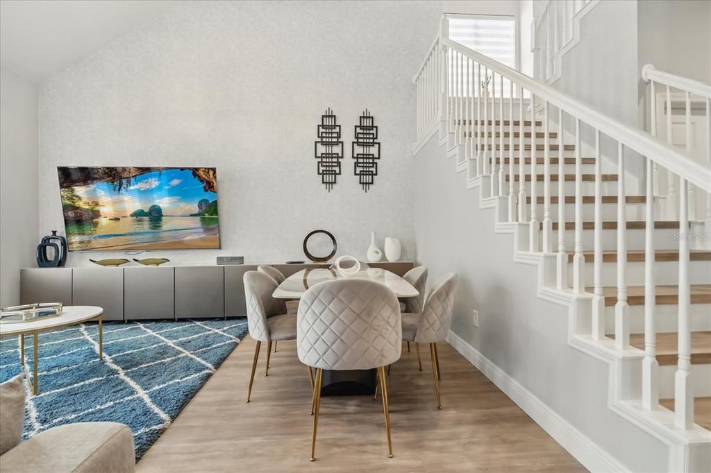 Dining room, Interior, Wood Texture Flooring