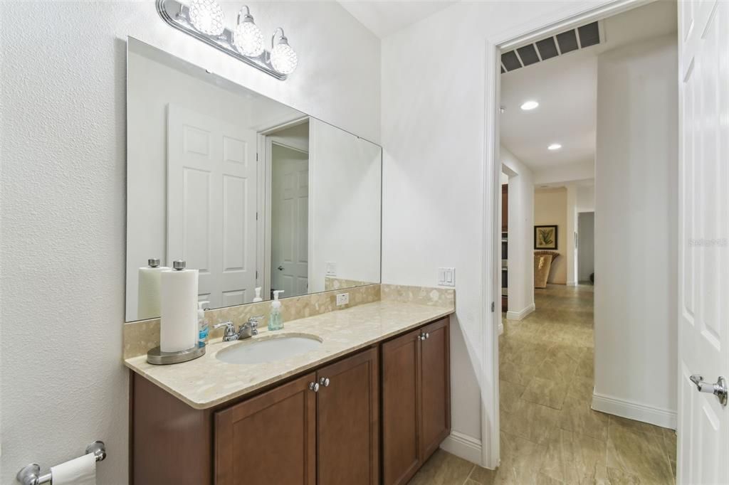 Bathroom, Interior, Recessed Lighting, Wood Texture Flooring