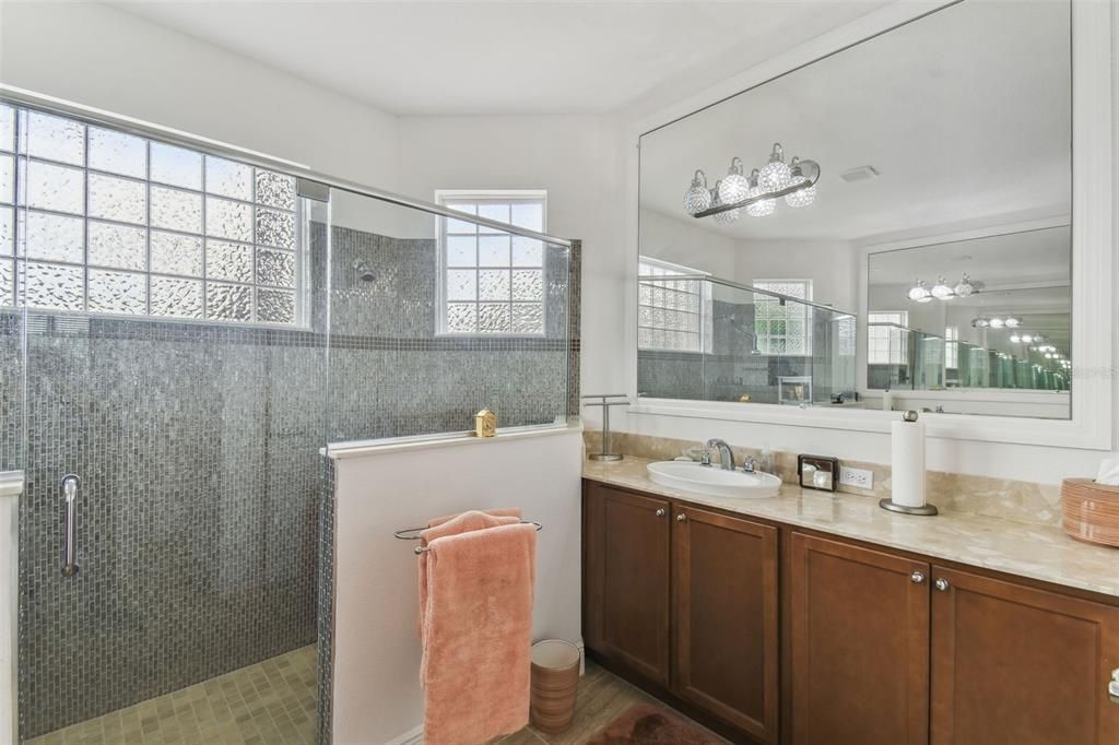 Bathroom, Dual Sink Vanities, Glass Shower, Interior
