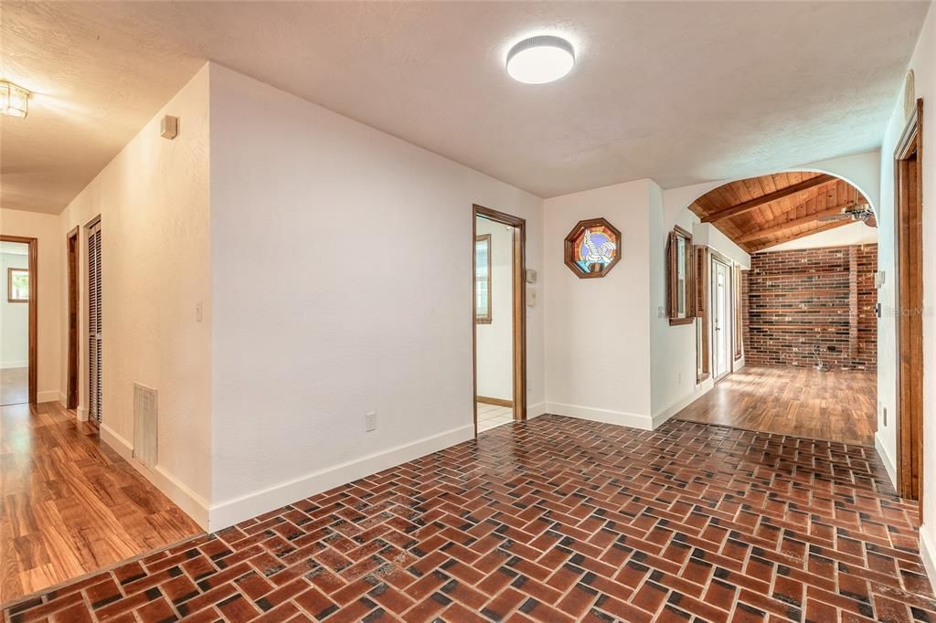 Empty room, Interior, Stone Walls, Wood Texture Flooring