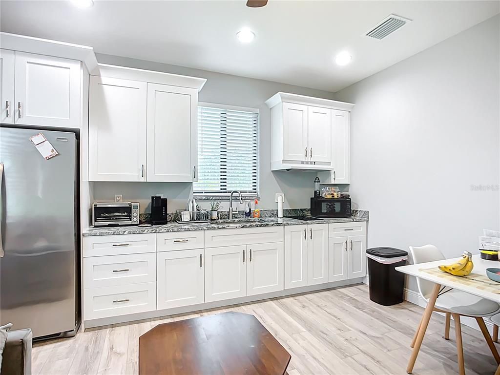 Interior, Kitchen, Recessed Lighting, Wood Texture Flooring