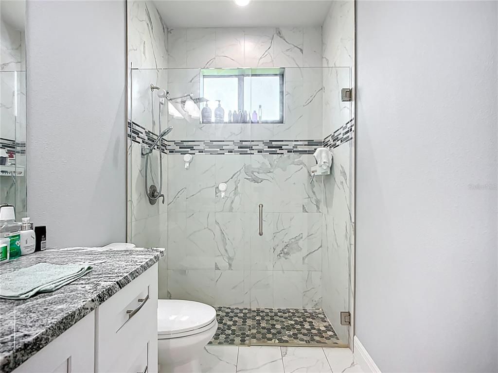 Bathroom, Glass Shower, Interior, Marble, Marble Walls