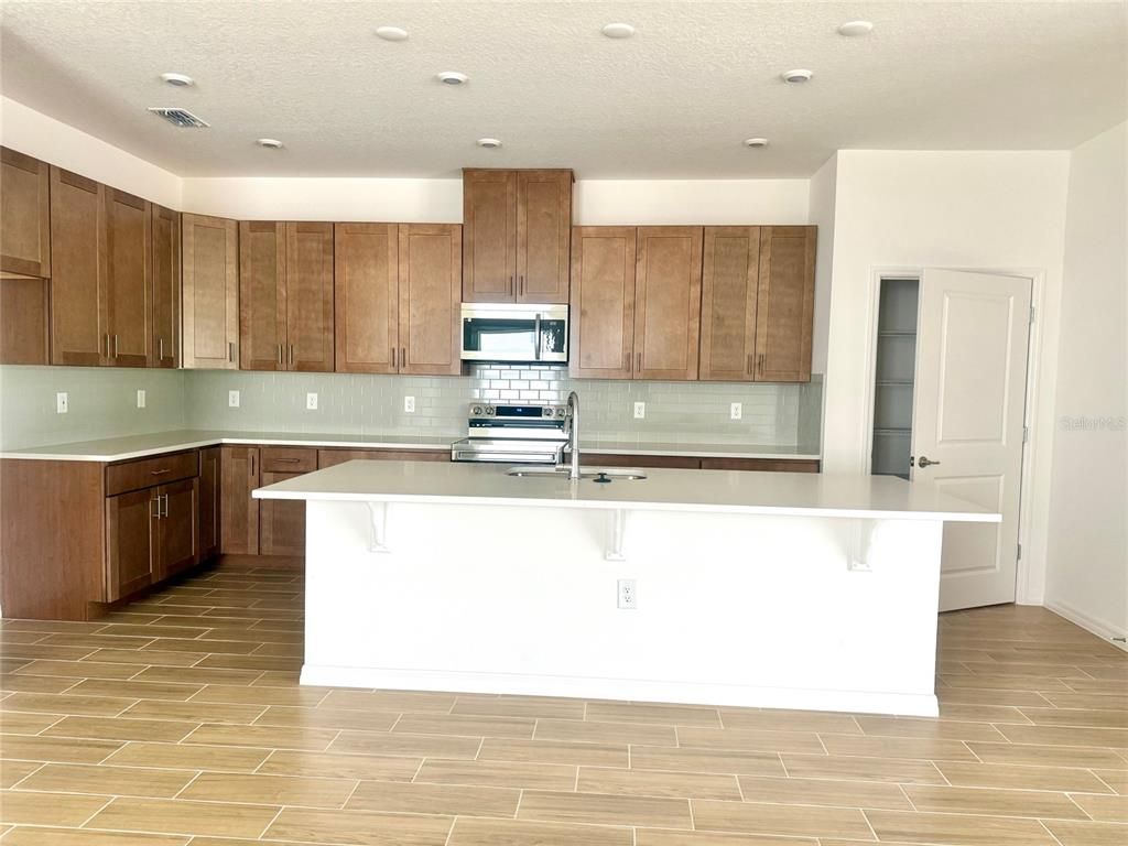 Interior, Kitchen, Recessed Lighting, Wood Texture Flooring