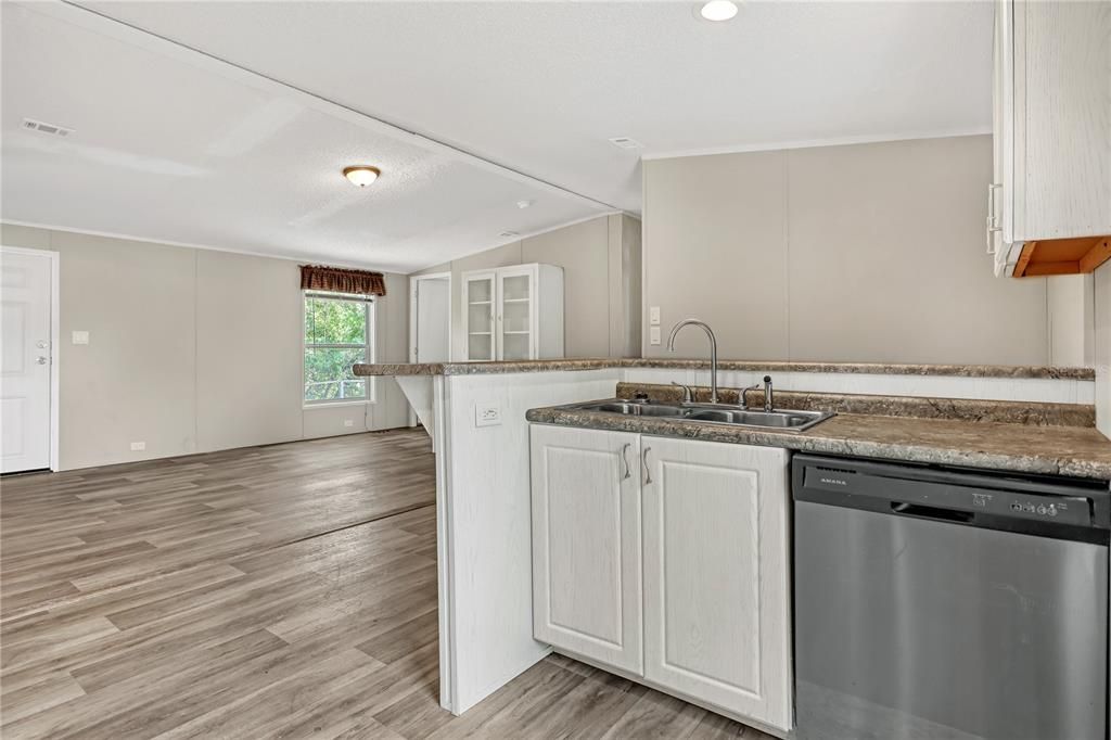 Interior, Kitchen, Recessed Lighting, Wood Texture Flooring