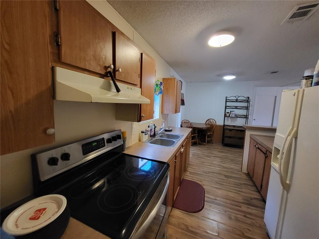 Interior, Kitchen, Recessed Lighting, Wood Texture Flooring