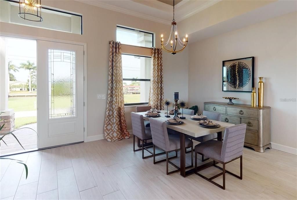Chandelier, Dining room, Interior, Wood Texture Flooring