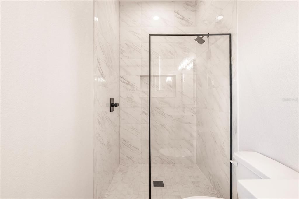 Bathroom, Glass Shower, Interior, Marble Walls
