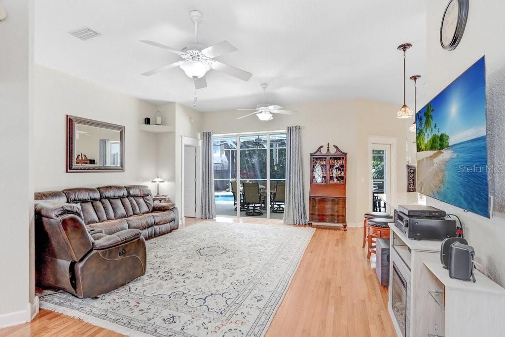 Interior, Living room, Pendant Lights, Wood Texture Flooring