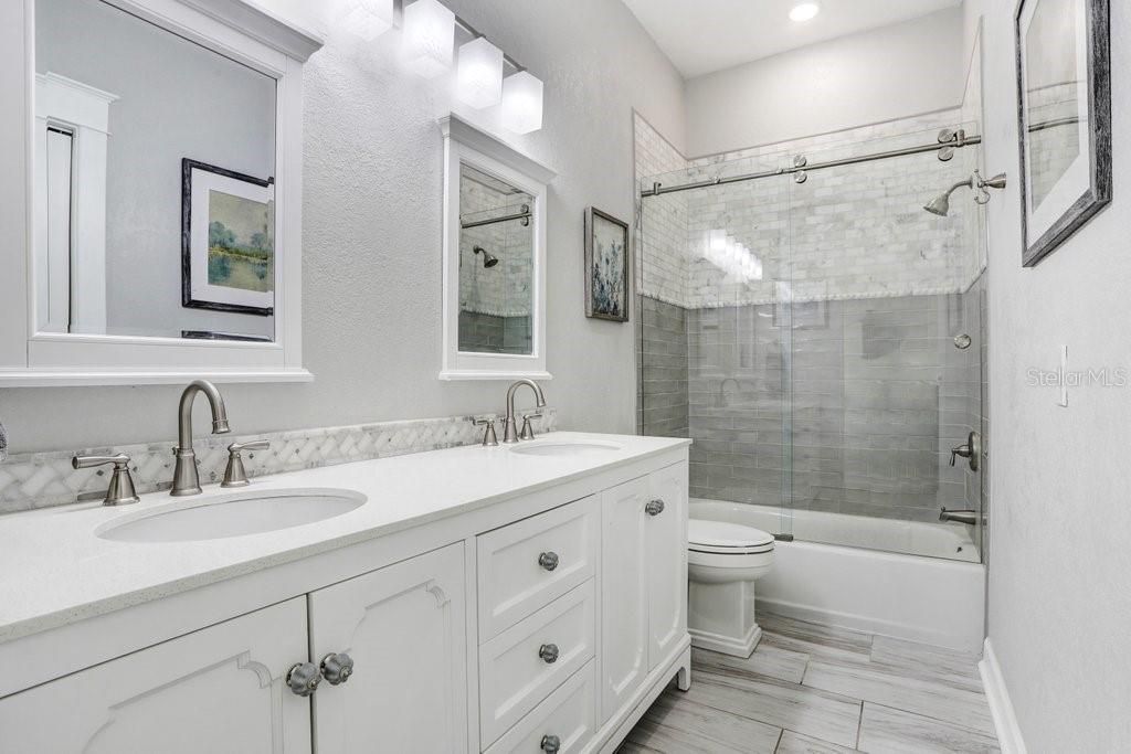 Bathroom, Dual Sink Vanities, Glass Shower, Interior, Recessed Lighting