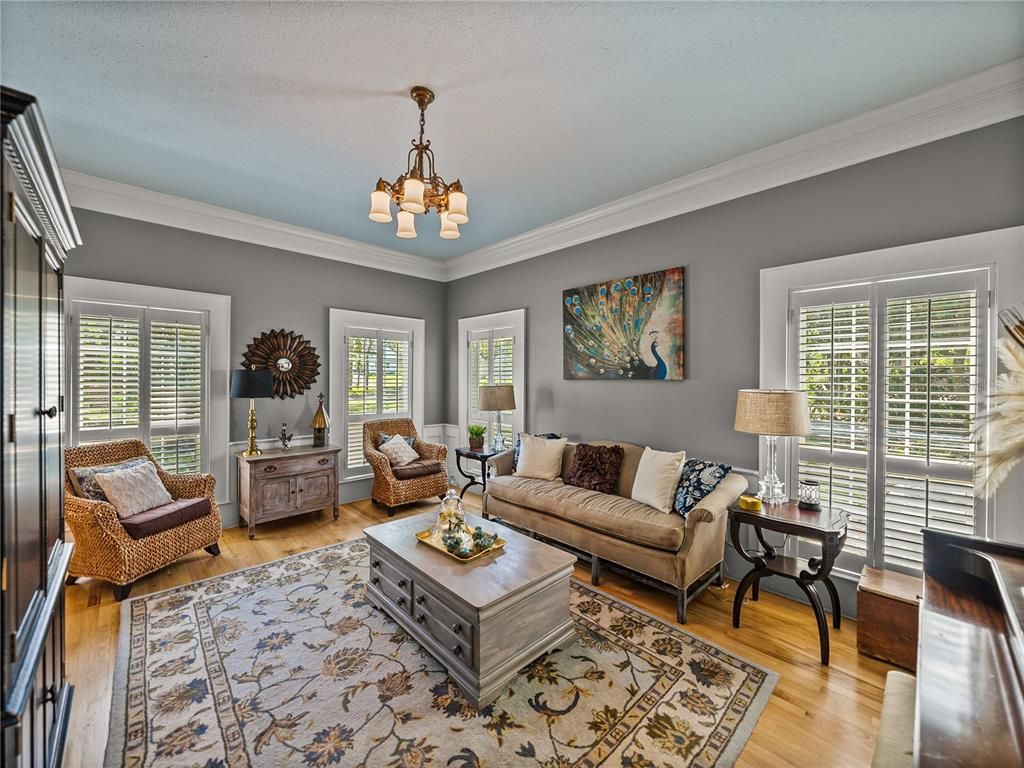 Chandelier, Interior, Living room, Wood Texture Flooring