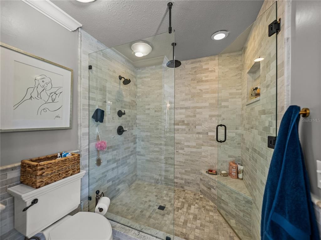 Bathroom, Glass Shower, Interior, Recessed Lighting