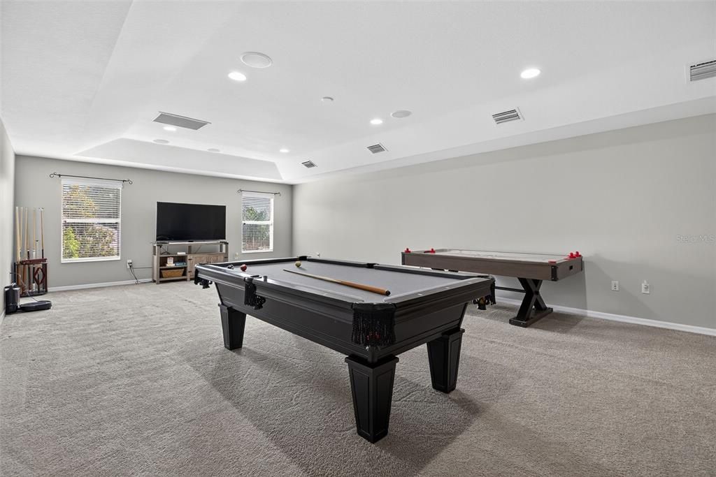 Billiard Table, Game Room, Interior, Recessed Lighting