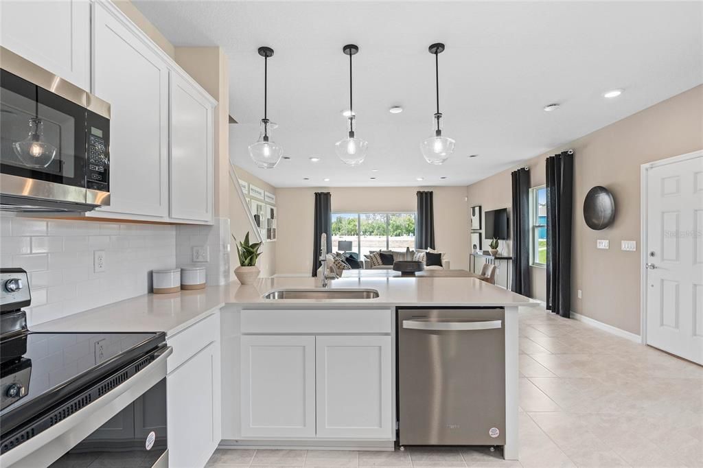 Interior, Kitchen, Pendant Lights, Recessed Lighting, Stainless Steel Appliances