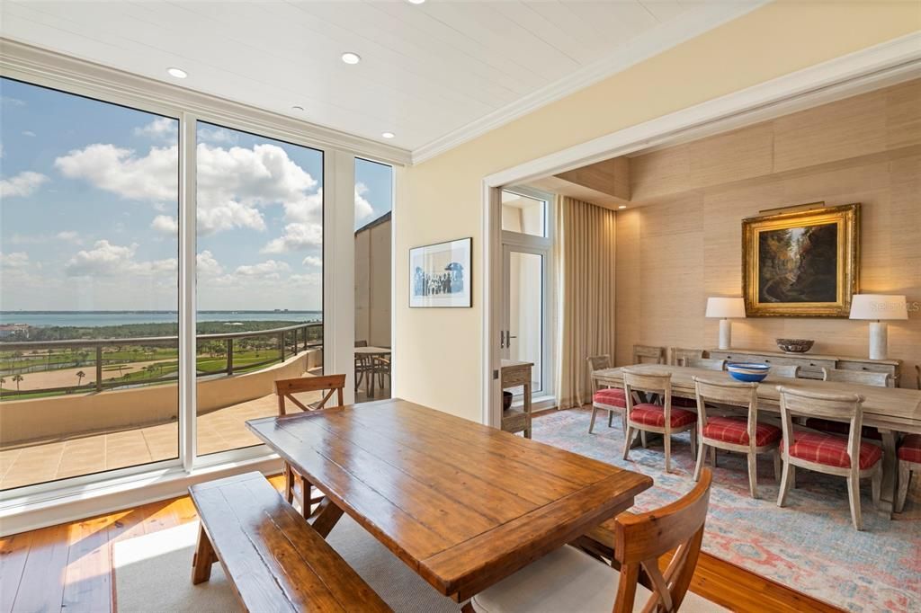 Dining room, Interior, Recessed Lighting, Water, Wood Texture Flooring