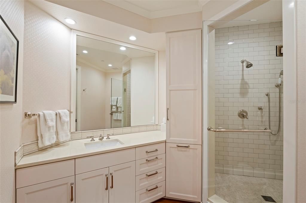 Bathroom, Glass Shower, Interior, Recessed Lighting