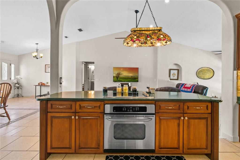Chandelier, Interior, Kitchen, Pendant Lights, Recessed Lighting, Stainless Steel Appliances
