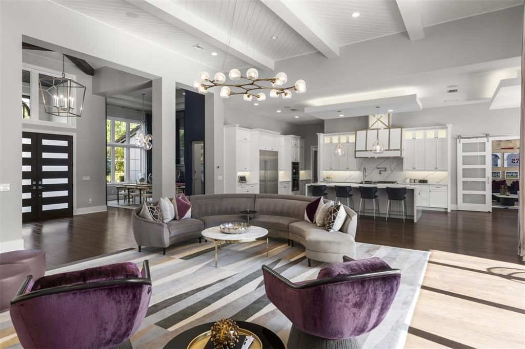 Interior, Kitchen, Living room, Pendant Lights, Recessed Lighting, Stainless Steel Appliances, Wood Texture Flooring