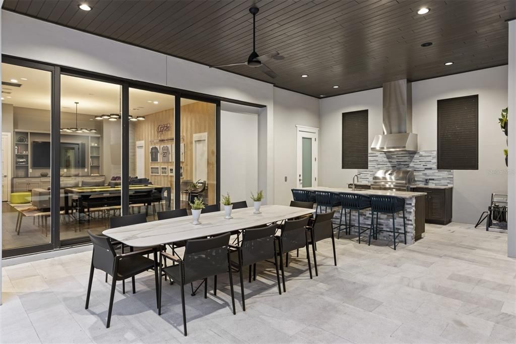 Dining room, Interior, Kitchen, Recessed Lighting, Wooden Ceilings