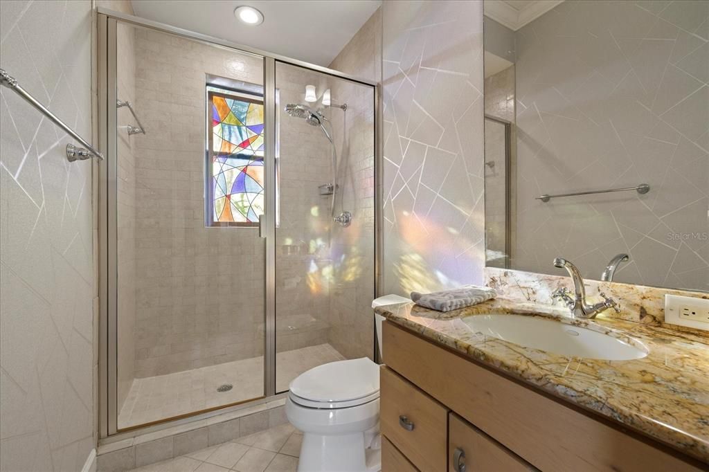 Bathroom, Glass Shower, Interior, Recessed Lighting