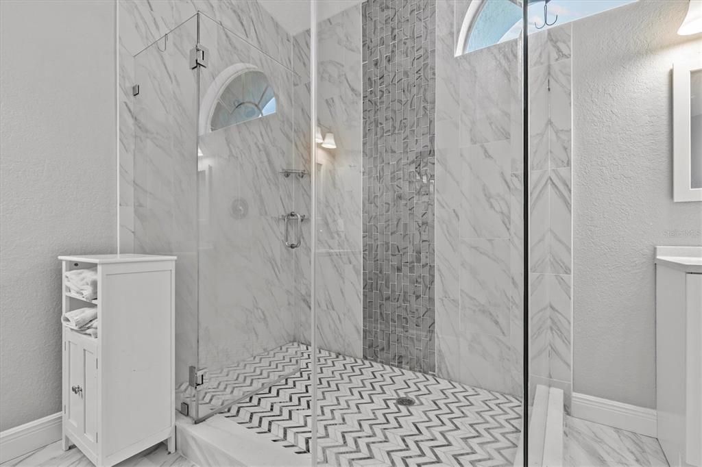 Bathroom, Glass Shower, Interior, Marble, Marble Walls