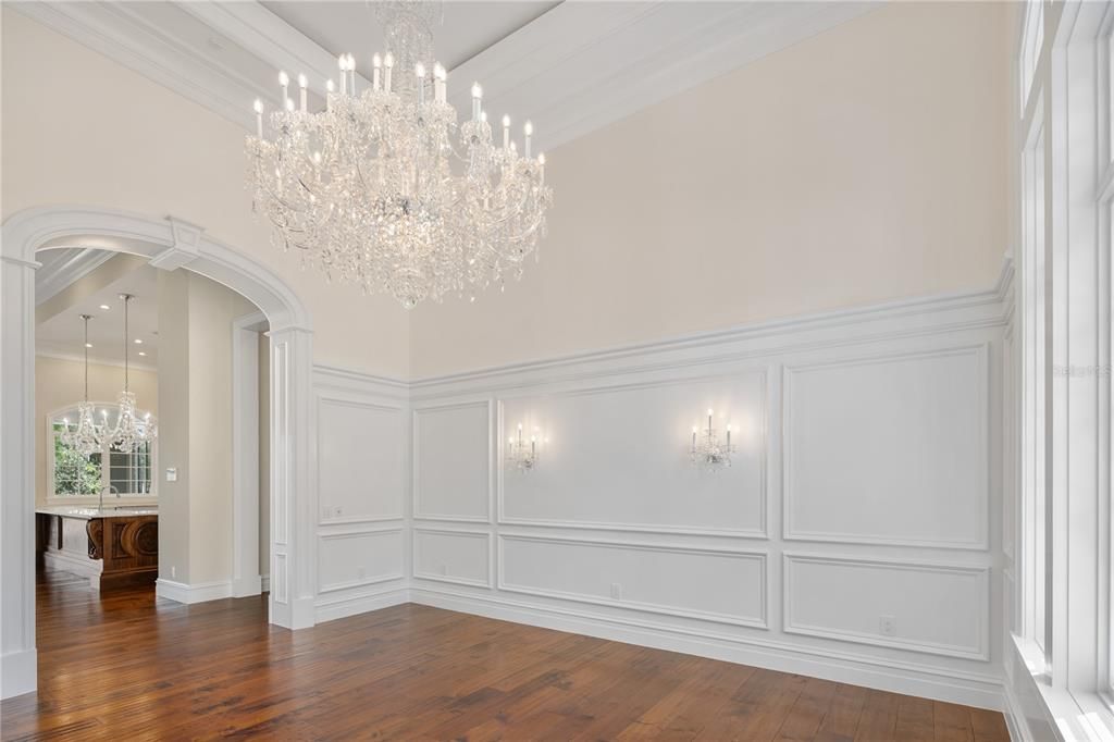 Chandelier, Interior, Wood Texture Flooring