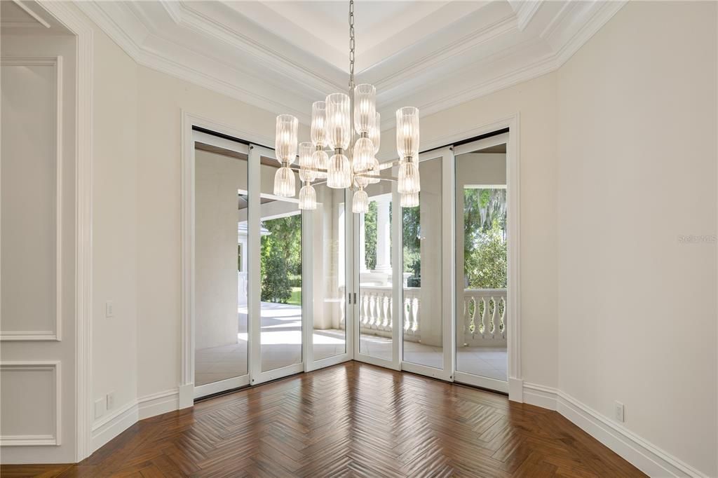 Chandelier, Empty room, Interior, Wood Texture Flooring