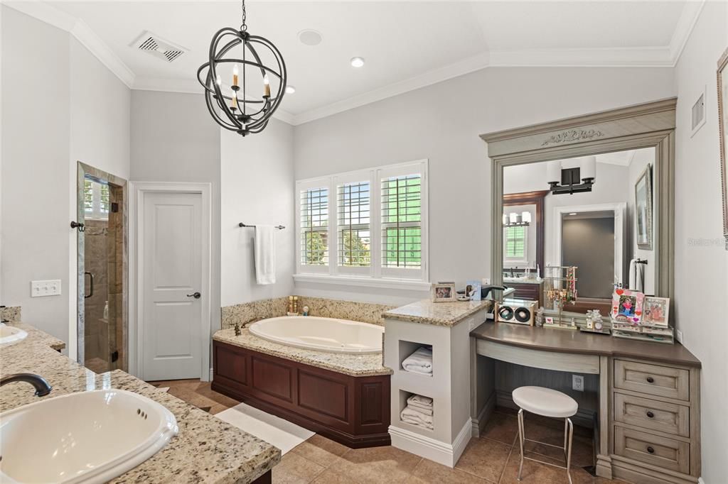 Bathroom, Dual Sink Vanities, Interior, Pendant Lights, Recessed Lighting
