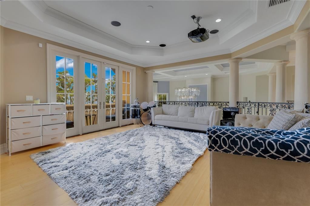 Chandelier, Interior, Living room, Recessed Lighting, Wood Texture Flooring