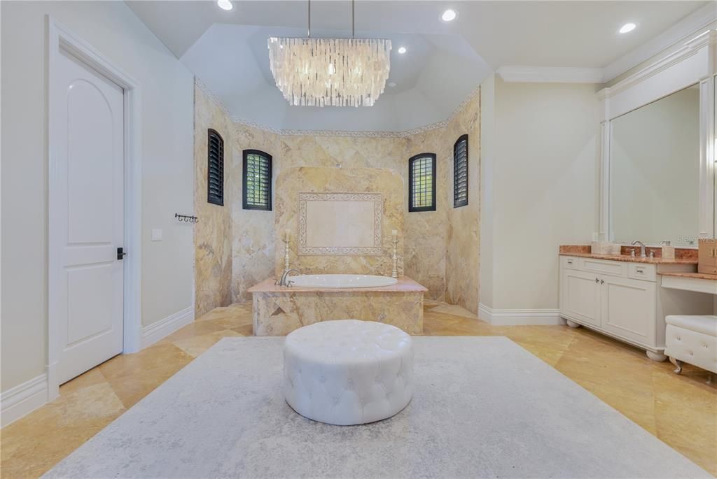 Bathroom, Chandelier, Interior, Recessed Lighting