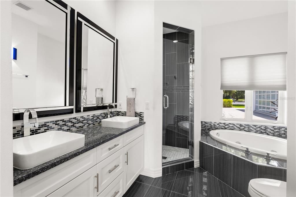 Bathroom, Dual Sink Vanities, Glass Shower, Interior