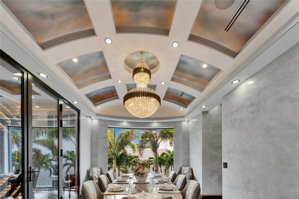 Chandelier, Dining room, Interior, Recessed Lighting