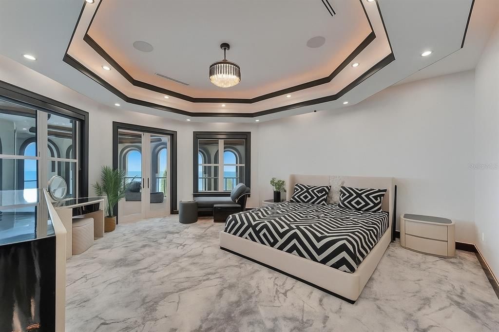 Bedroom, Interior, Marble, Pendant Lights, Recessed Lighting