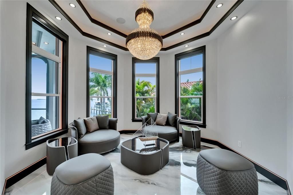 Chandelier, Interior, Living room, Marble, Recessed Lighting