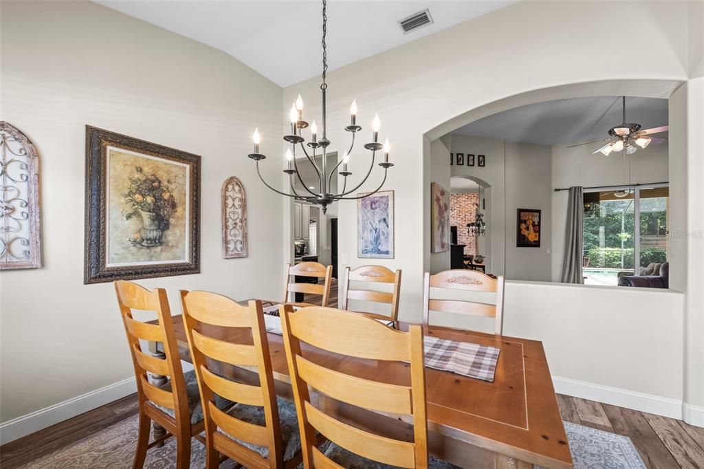 Chandelier, Dining room, Interior, Wood Texture Flooring