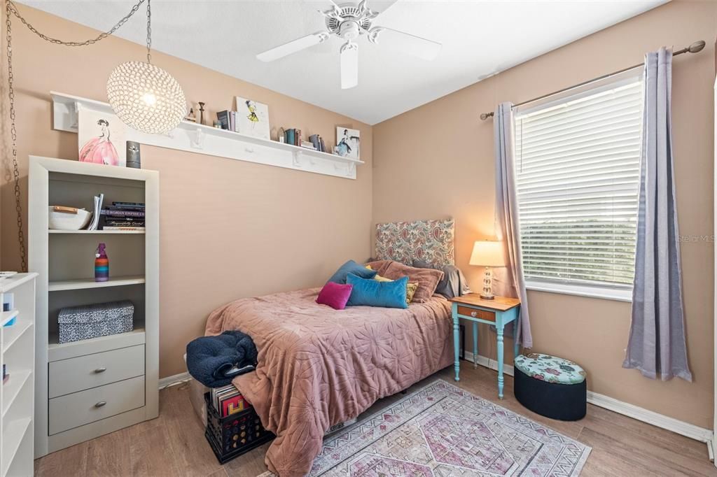 Bedroom, Interior, Pendant Lights, Wood Texture Flooring