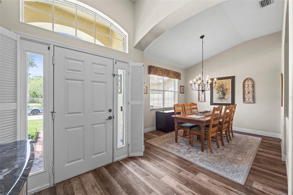 Chandelier, Dining room, Interior, Wood Texture Flooring
