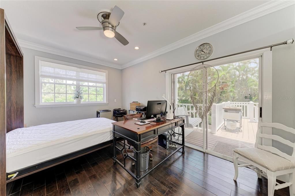 Bedroom, Home Office, Interior, Recessed Lighting, Wood Texture Flooring