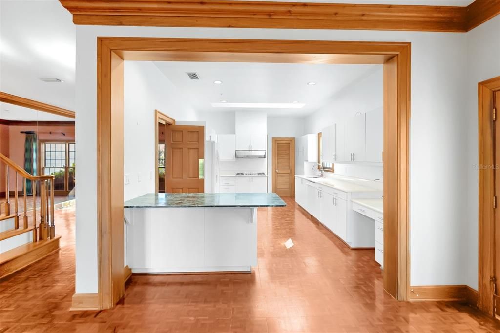 Interior, Kitchen, Recessed Lighting, Wood Texture Flooring