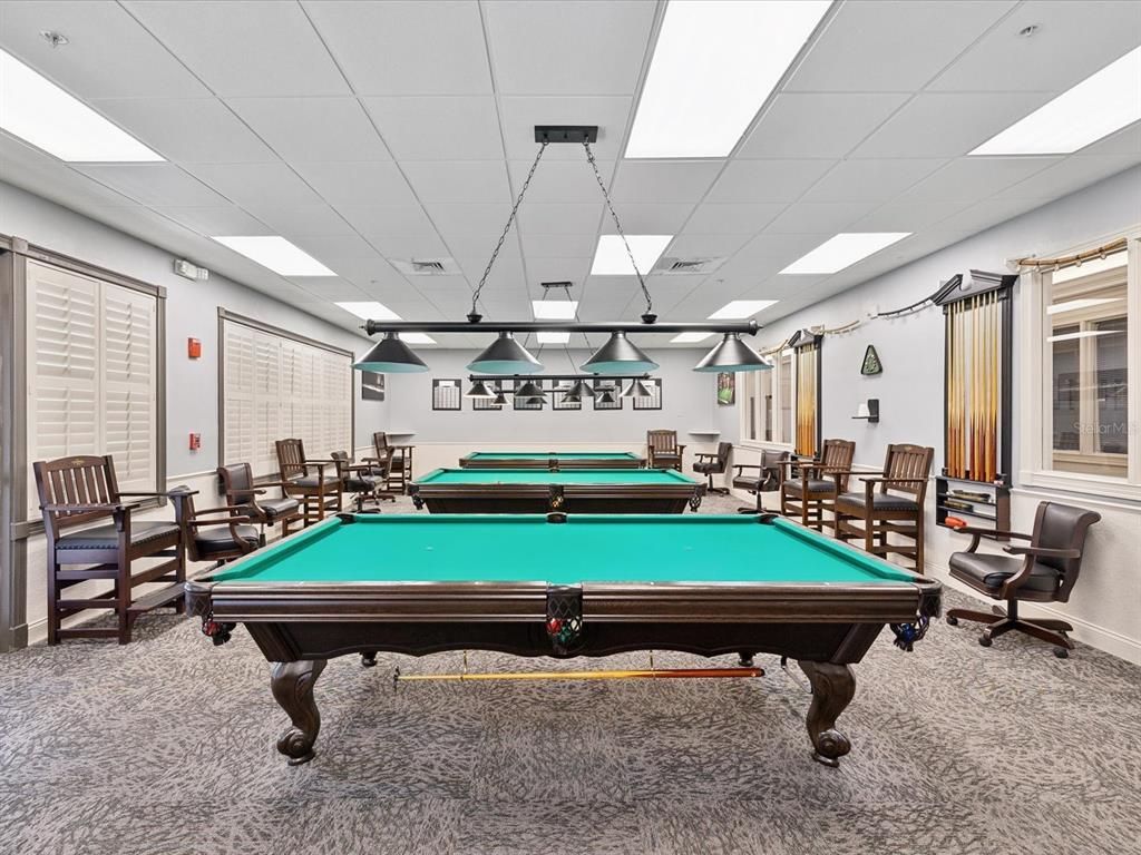 Billiard Table, Game Room, Interior, Pendant Lights