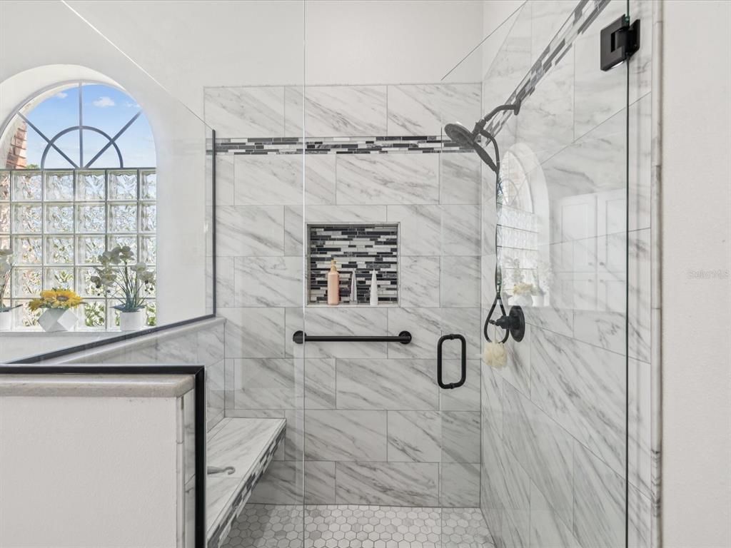 Bathroom, Glass Shower, Interior, Marble Walls