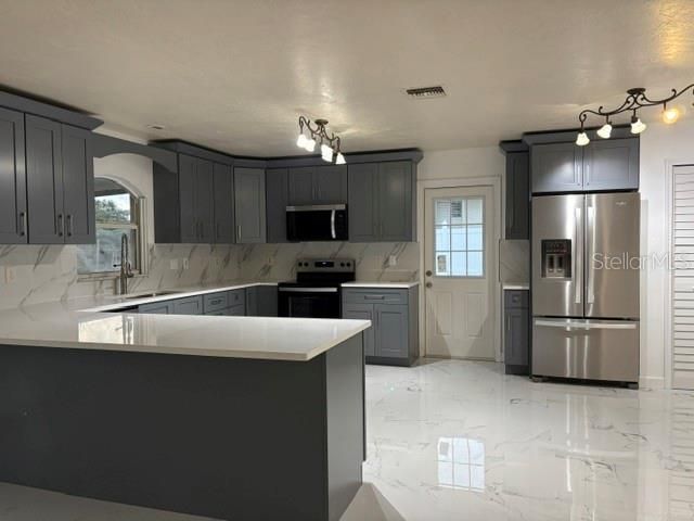 Interior, Kitchen, Marble, Stainless Steel Appliances