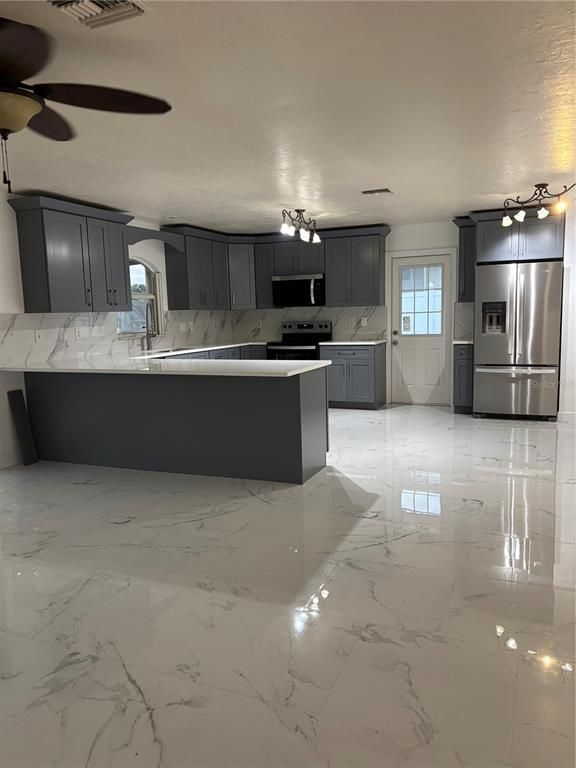 Interior, Kitchen, Marble, Stainless Steel Appliances